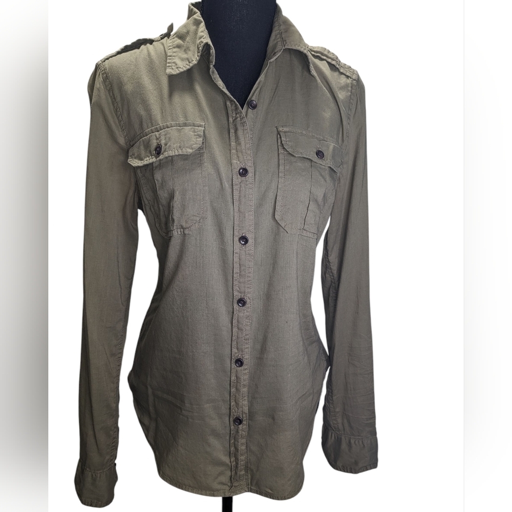 Denim & Supply Ralph Lauren Olive Military Style Blouse With Epilets Size M